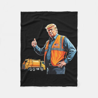 Trump Thumbs Up Garbyge Truck Worker American Flag Fleecedecke