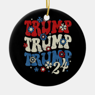 Trump Trump Trump 2024 Retro Keramik Ornament