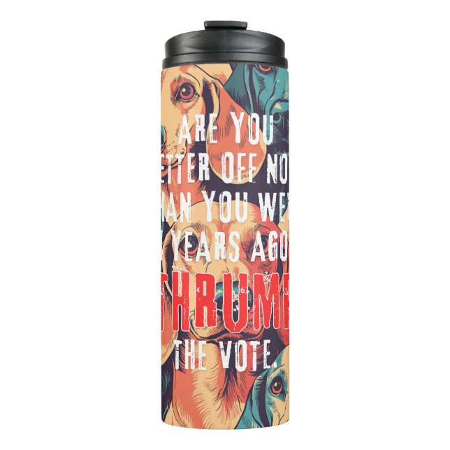 Trump Tumbler: "Geht es dir jetzt besser?" Thermosbecher (Vorderseite)