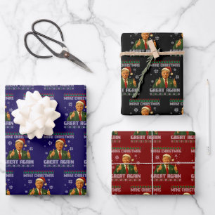 Trump Ugly Xmas Sweater machen Weihnachten wieder  Geschenkpapier Set