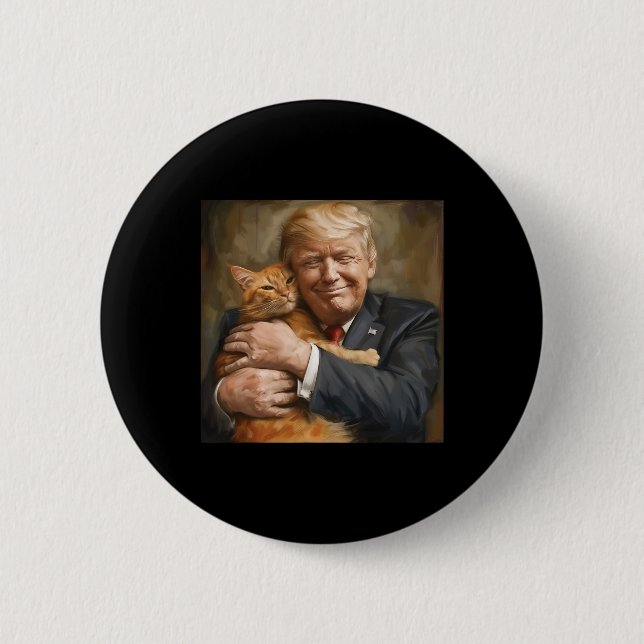 Trump umarmt eine orange Katze 2024 Button (Vorderseite)