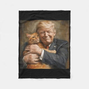 Trump umarmt eine orange Katze 2024 Fleecedecke
