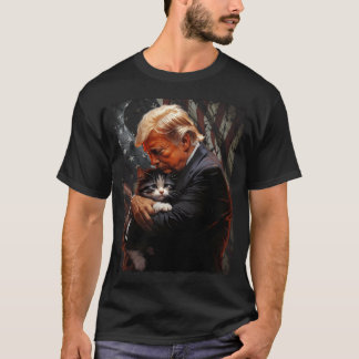 Trump umarmt eine orange Katze 2024 Katzen sicher T-Shirt