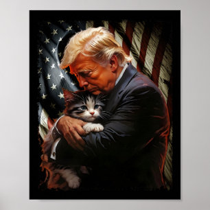 Trump umarmt eine orange Katze 2025 Katzen sicher Poster
