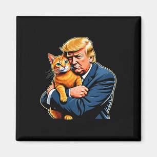 Trump umarmt orange Katze Lustiges 2025 Wahl Meme Magnet