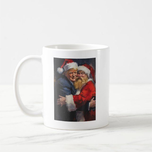 Trump umarmt Weihnachten Funny Trump Xmas Kaffeetasse (Links)