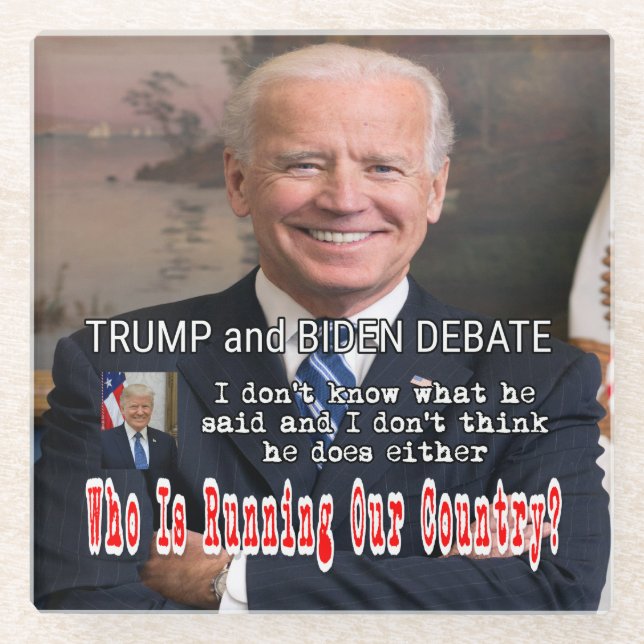 Trump und Biden-Debatte Glasuntersetzer (Vorderseite)