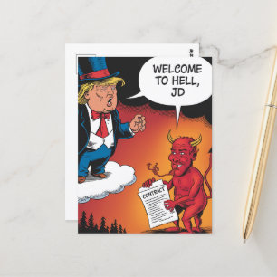 Trump und Devil Cartoon Willkommen bei Hell JD Postkarte