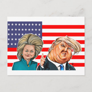 Trump und die Hillary Karikatur Postkarte