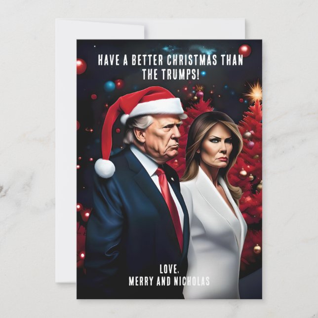 Trump und Melania Bad Christmas Feiertagskarte (Vorderseite)