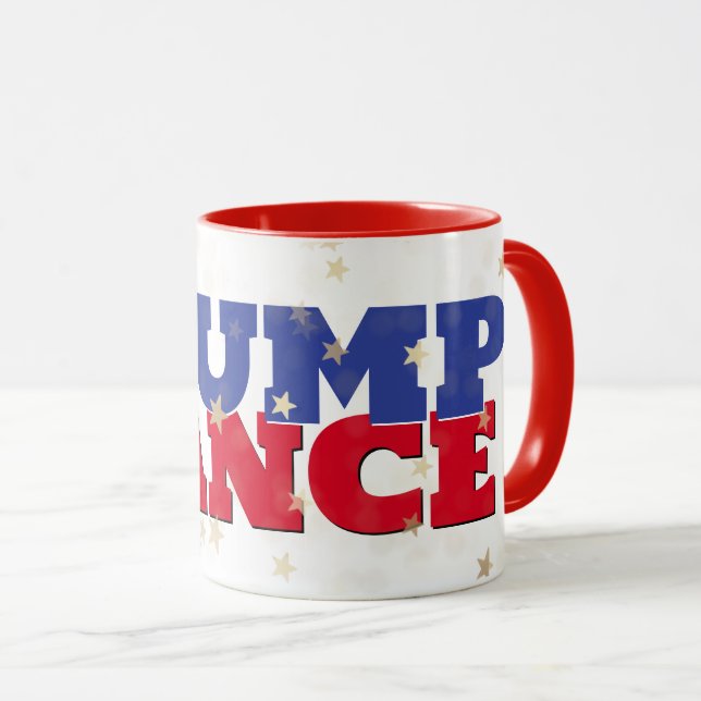TRUMP- und VANCE-Text auf Stars Tasse (VorderseiteRechts)