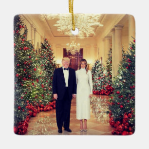 Trump US-Präsident Weiße Haus Weihnachten Metall O Keramikornament
