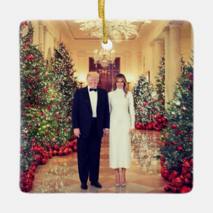 Trump US-Präsident Weißen Haus Weihnachten Metall  Keramikornament