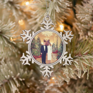 Trump US-Präsident Weißes Haus Weihnachten Schneeg Schneeflocken Zinn-Ornament