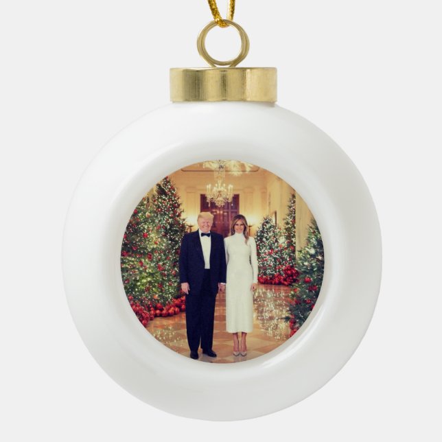 Trump US-Präsident White House Weihnachten Keramik Kugel-Ornament (Vorderseite)