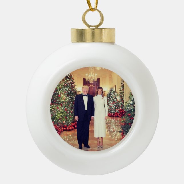 Trump US-Präsident White House Weihnachten Keramik Kugel-Ornament (Vorderseite)