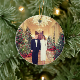 Trump US President White House Christmas Keramik Ornament