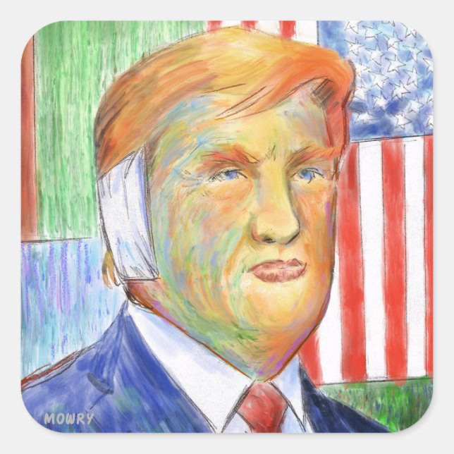 Trump Van Gogh Quadratischer Aufkleber (Vorderseite)