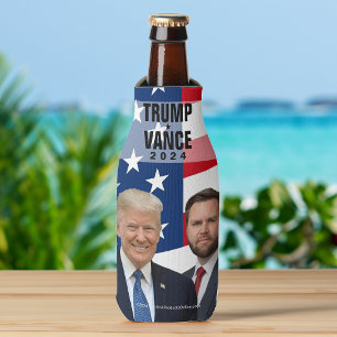 Trump Vance 2024 Foto Waving American Flag Flaschenkühler