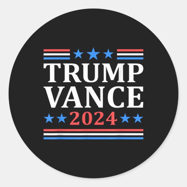 Trump Vance 2024 für den US-Präsidenten Vp Runder Aufkleber (Vorderseite)