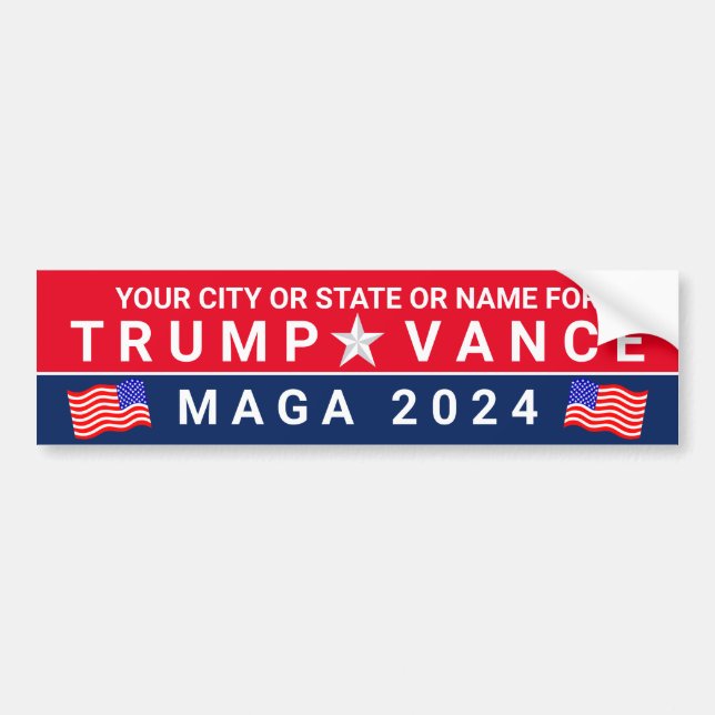 Trump Vance 2024 MAGA Red Blue Flag Personalisiert Autoaufkleber (Vorne)
