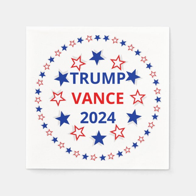 Trump, Vance 2024 Paper Napkins, Standard Cocktail Serviette (Vorderseite)