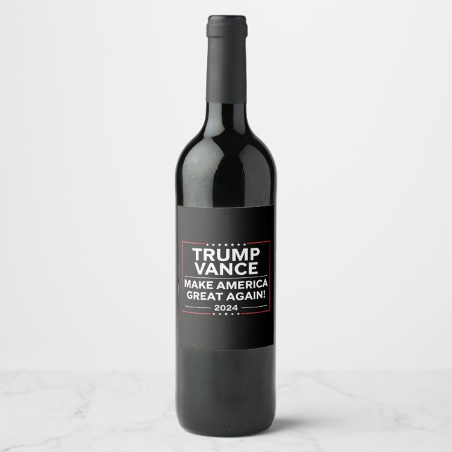 Trump Vance 2024 Präsident JD Vance Vice MAGA Weinetikett (Vorderseite)