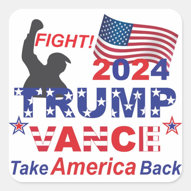 TRUMP VANCE 2024 QUADRATISCHER AUFKLEBER (Vorderseite)