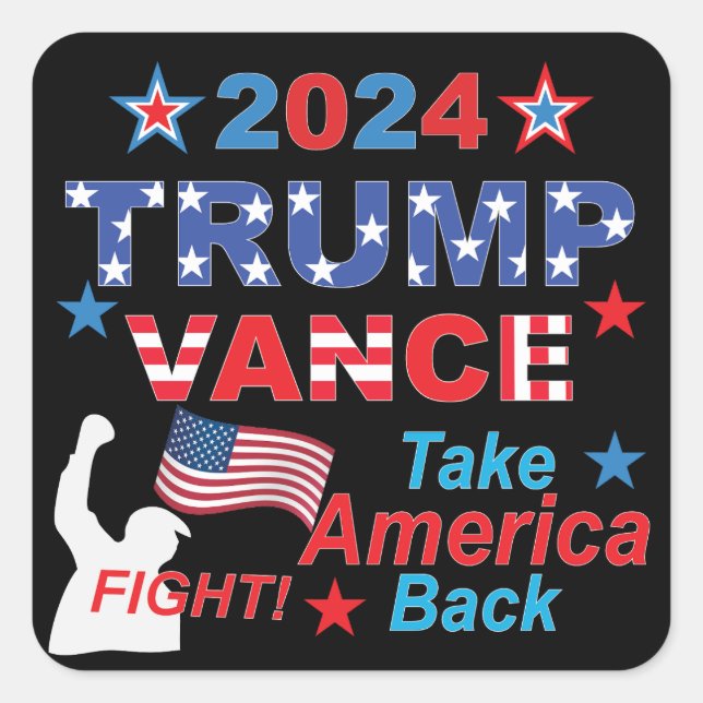 TRUMP VANCE 2024 QUADRATISCHER AUFKLEBER (Vorderseite)