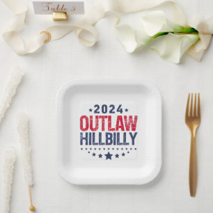 Trump Vance 2024 verbietet eine Hillbilly-US-Flagg Pappteller