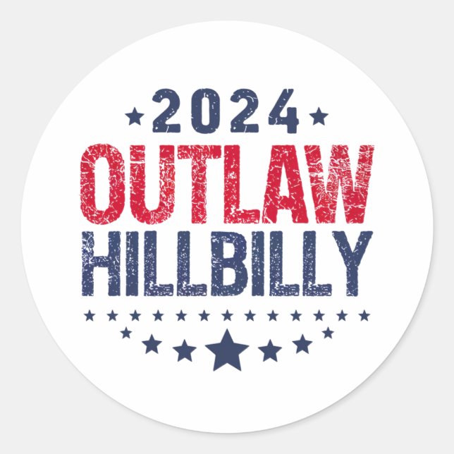 Trump Vance 2024 verbietet eine Hillbilly-US-Flagg Runder Aufkleber (Vorderseite)