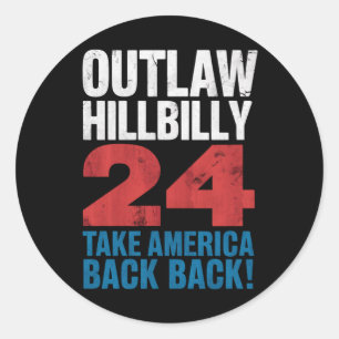 Trump Vance 2024 verwirft Hillbilly-US-Flagge Vint Runder Aufkleber