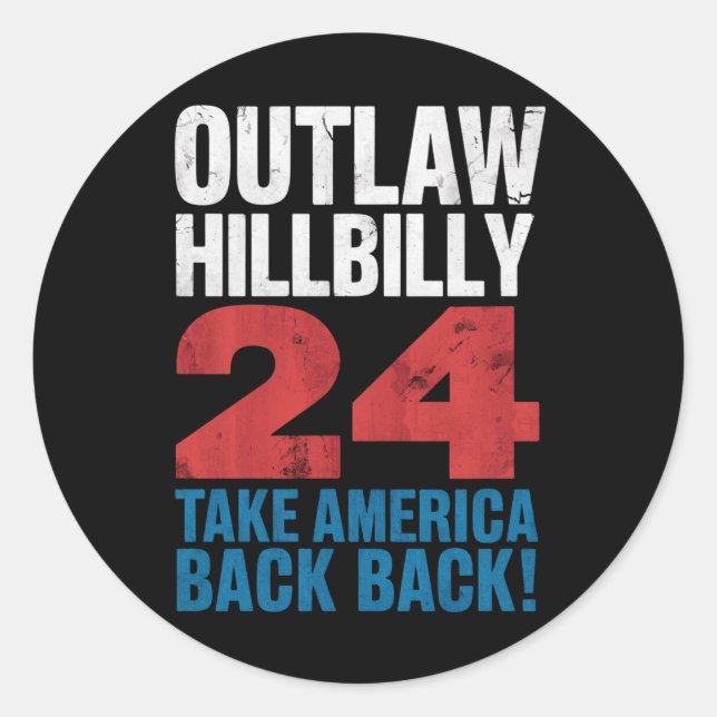 Trump Vance 2024 verwirft Hillbilly-US-Flagge Vint Runder Aufkleber (Vorderseite)