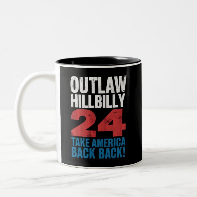 Trump Vance 2024 verwirft Hillbilly-US-Flagge Vint Zweifarbige Tasse (Links)