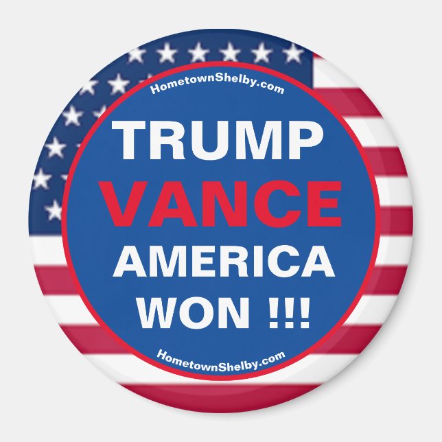 TRUMP VANCE AMERICA GEWONNEN !!! Kühlschrankmagnet (Vorne)