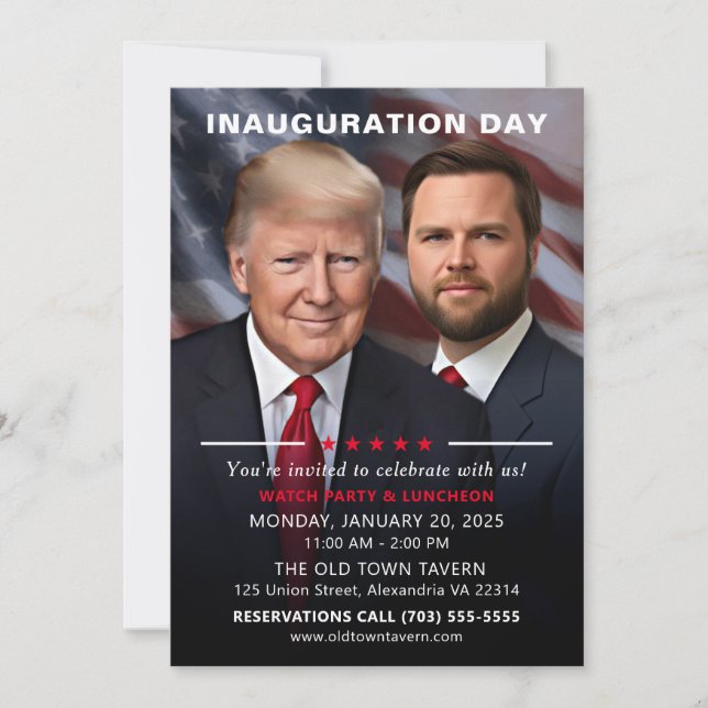 Trump Vance Einweihung Day Watch Party Einladung (Vorderseite)