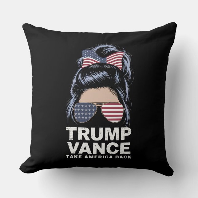 Trump Vance holt Amerika zurück, Messy Bun Girl Kissen (Vorderseite)