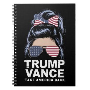 Trump Vance holt Amerika zurück, Messy Bun Girl Notizblock