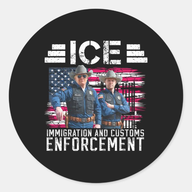 Trump Vance Ice Immigration and Customs Enforcemen Runder Aufkleber (Vorderseite)