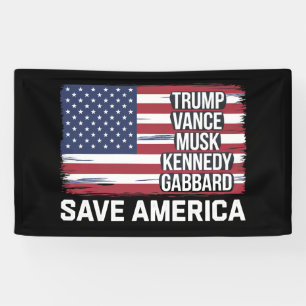 Trump Vance Musk Kennedy Gabbard 2024 Rette Amerik Banner
