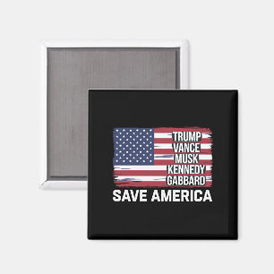 Trump Vance Musk Kennedy Gabbard 2024 Rette Amerik Magnet