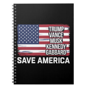 Trump Vance Musk Kennedy Gabbard 2024 Rette Amerik Notizblock