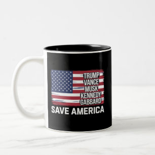 Trump Vance Musk Kennedy Gabbard 2024 Rette Amerik Zweifarbige Tasse