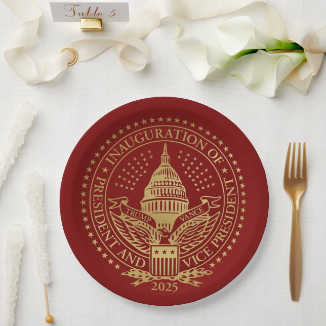 Trump Vance Präsident Einweihung des Logos Pappteller (Hochzeit)