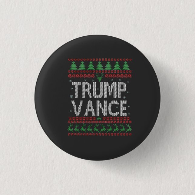 Trump Vance Republikaner Ugly Christmas Sweater Xm Button (Vorderseite)