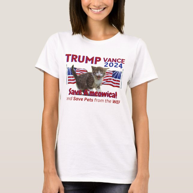 Trump Vance Rettete Ameowica vom WEF T-Shirt (Vorderseite)