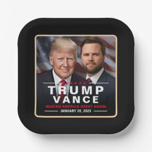 Trump Vance Sieg Einweihung Tag Sammler Pappteller