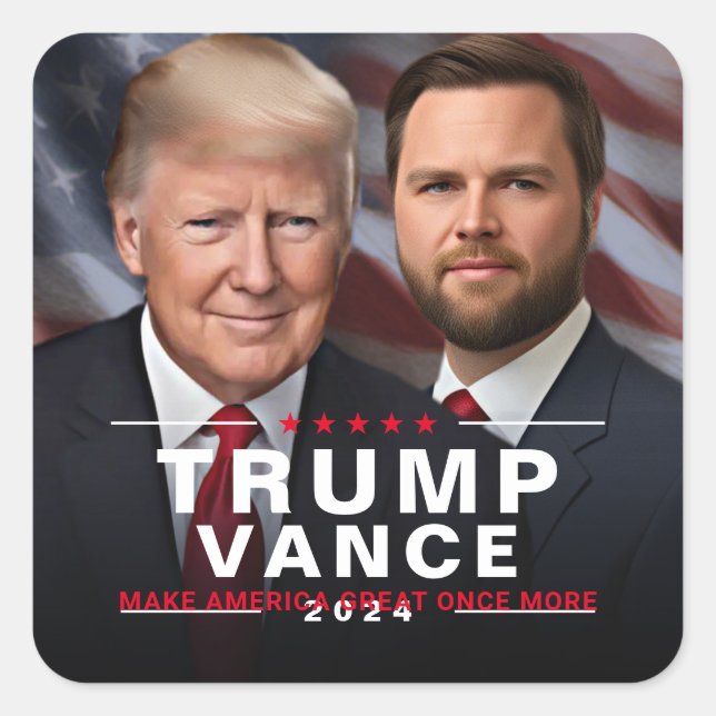 Trump Vance Wahlkampf 2024 Präsident Quadratischer Aufkleber (Vorderseite)