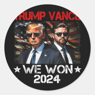 Trump Vance We Won Win Einweihung Tag 2025 47. Runder Aufkleber