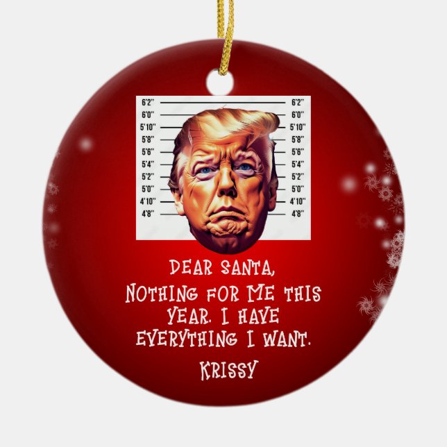 Trump verhaftete Träume kommen Weihnachten Keramik Ornament (Vorne)